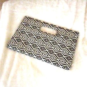 Black and white envelope clutch
